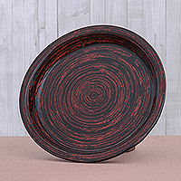 Lacquered bamboo decorative plate, 'Energy Vortex'
