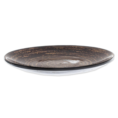 Lacquered bamboo decorative plate, 'Earth Whirl' - Hand Lacquered Decorative Bamboo Plate