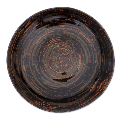 Lacquered Bamboo Decorative Display Plate from Thailand