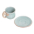 Celadon ceramic cup and saucer, 'Elephant Gaze' - Aqua Celadon Cup and Saucer with Elephant Motif (image 2d) thumbail