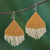 Glass beaded waterfall earrings, 'Pa Sak Sunlight' - Orange and Cream Glass Beaded Waterfall Earrings (image 2) thumbail
