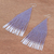 Glass beaded waterfall earrings, 'Pa Sak Lavender' - Lavender and White Glass Beaded Waterfall Earrings (image 2b) thumbail