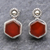 Chalcedony and marcasite stud earrings, 'Cell' - Faceted Red Chalcedony and Marcasite Stud Earrings (image 2) thumbail