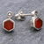 Chalcedony and marcasite stud earrings, 'Cell' - Faceted Red Chalcedony and Marcasite Stud Earrings (image 2b) thumbail