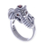 Garnet and marcasite cocktail ring, 'Crowned Elephant' - Garnet and Marcasite Elephant Ring from Thailand thumbail