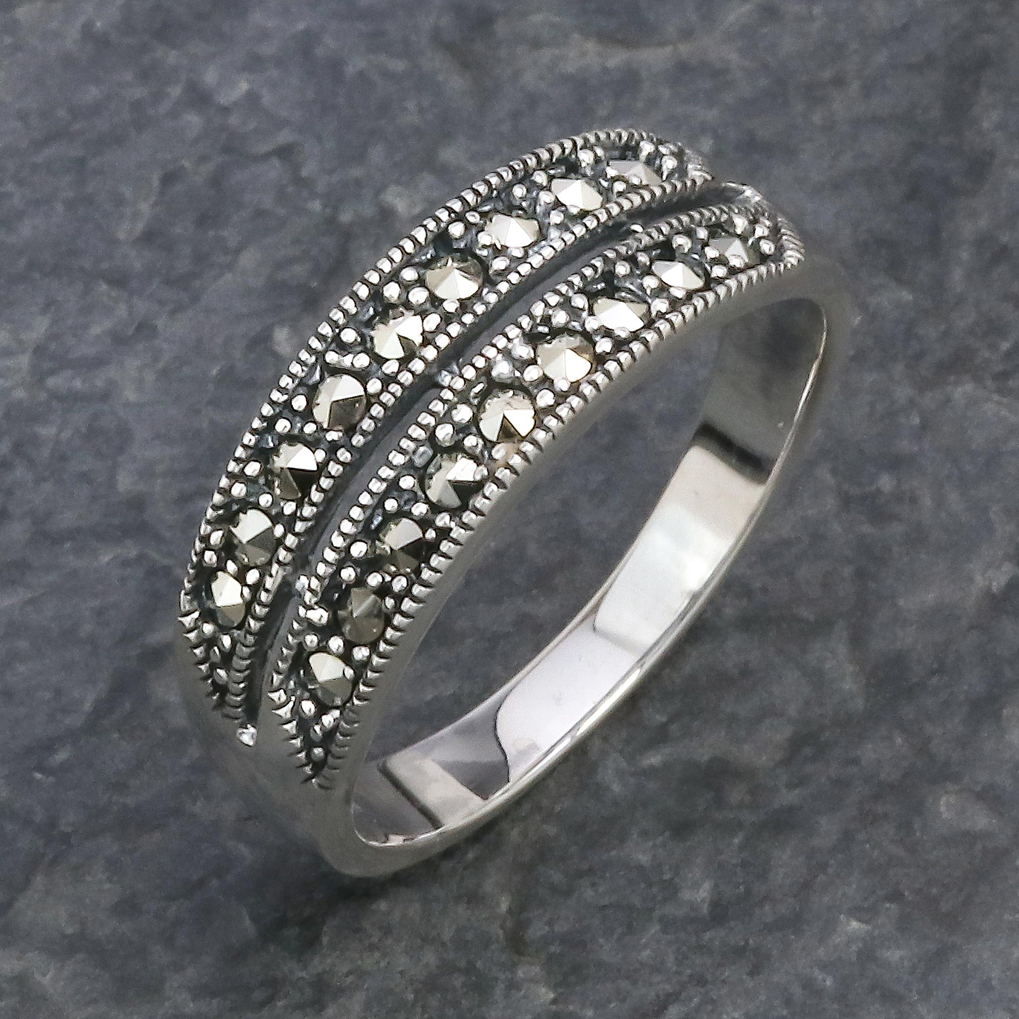 Handcrafted Silver and Marcasite Ring from Thailand - River of Starlight |  NOVICA