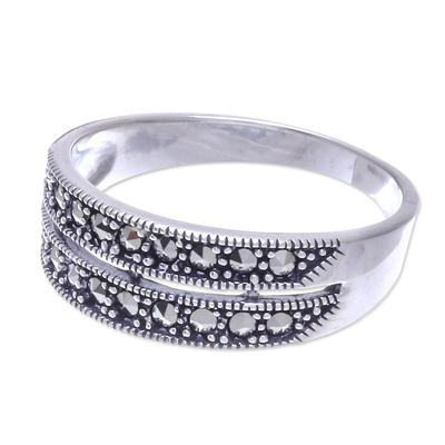 Marcasite band ring, 'Shared Journey' - Marcasite and Sterling Silver Band Ring