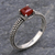 Chalcedony solitaire ring, 'Beaded Splendor' - Red Chalcedony and Sterling Silver Handmade Solitaire Ring (image 2) thumbail