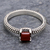 Chalcedony solitaire ring, 'Beaded Splendor' - Red Chalcedony and Sterling Silver Handmade Solitaire Ring