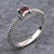 Garnet solitaire ring, 'Beaded Splendor' - Garnet and Sterling Silver Handmade Solitaire Ring (image 2) thumbail