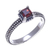 Garnet solitaire ring, 'Beaded Splendor' - Garnet and Sterling Silver Handmade Solitaire Ring thumbail