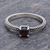 Garnet solitaire ring, 'Beaded Splendor' - Garnet and Sterling Silver Handmade Solitaire Ring (image 2b) thumbail