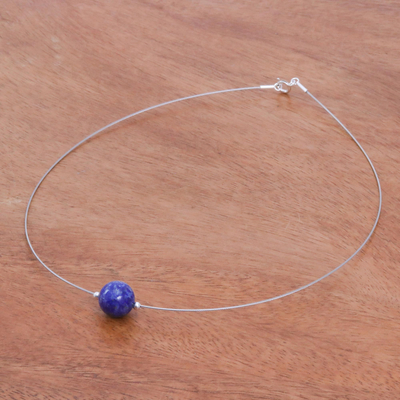 Lapis lazuli pendant necklace, 'Modern Mood' - Lapis Lazuli Modern Pendant Necklace from Thailand