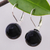 Calcite drop earrings, 'Pure Black' - Black Calcite and Sterling Silver Earrings from Thailand (image 2) thumbail