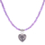Amethyst beaded pendant necklace, 'Emboldened Heart' - 950 Silver Heart Pendant Necklace with Amethyst Beads (image 2e) thumbail