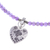 Amethyst beaded pendant necklace, 'Emboldened Heart' - 950 Silver Heart Pendant Necklace with Amethyst Beads (image 2f) thumbail