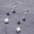 Pendientes colgantes de lapislázuli y perlas cultivadas - Aretes colgantes de lapislázuli y perlas cultivadas
