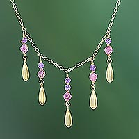 Featured review for Gold plated amethyst and tourmaline waterfall necklace, Aria