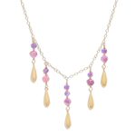 Gold plated amethyst and tourmaline waterfall necklace, 'Aria' - Tourmaline and Amethyst Pendant Waterfall Necklace