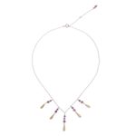 Gold plated amethyst and tourmaline waterfall necklace, 'Aria' - Tourmaline and Amethyst Pendant Waterfall Necklace