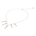 Gold plated amethyst and tourmaline waterfall necklace, 'Aria' - Tourmaline and Amethyst Pendant Waterfall Necklace