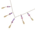 Gold plated amethyst and tourmaline waterfall necklace, 'Aria' - Tourmaline and Amethyst Pendant Waterfall Necklace