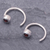 Garnet half-hoop earrings, 'Back to Front' - Petite Thai Sterling Silver Half-Hoop Earrings with Garnets (image 2b) thumbail