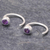 Amethyst half-hoop earrings, 'Back to Front' - Petite Thai Sterling Silver Half-Hoop Earrings with Amethyst