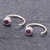 Ruby half-hoop earrings, 'Back to Front' - Petite Thai Sterling Silver Half Hoop Earrings with Ruby (image 2b) thumbail