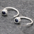 Sapphire half hoop earrings, 'Back to Front' - Petite Thai Sterling Silver Half Hoop Earrings with Sapphire (image 2b) thumbail