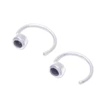 Sapphire half hoop earrings, 'Back to Front' - Petite Thai Sterling Silver Half Hoop Earrings with Sapphire