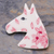 Broschennadel aus Keramik - Handbemalte Broschennadel mit floralem Pferd