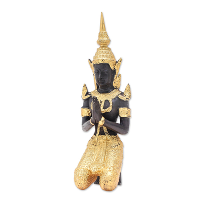 Thai Brass Sculpture of a Kneeling Buddhist Angel