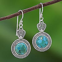 Chrysocolla dangle earrings, 'Mesmerizing Color' - Handcrafted Thai Sterling Silver and Chrysocolla Earrings