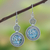 Roman glass dangle earrings, 'Mesmerizing Color' - Handcrafted Thai Sterling Silver and Roman Glass Earrings