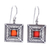 Carnelian dangle earrings, 'Autumn Fire' - Ornate Geometric Thai Sterling Silver and Carnelian Earrings