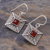Carnelian dangle earrings, 'Autumn Fire' - Ornate Geometric Thai Sterling Silver and Carnelian Earrings