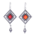 Carnelian dangle earrings, 'Silver Diamonds' - Diamond Shapes Sterling Silver and Carnelian Dangle Earrings