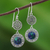 Azure-malachite filigree dangle earrings, 'Eternal Sea' - Handcrafted Azure-Malachite and Silver Filigree Earrings (image 2) thumbail