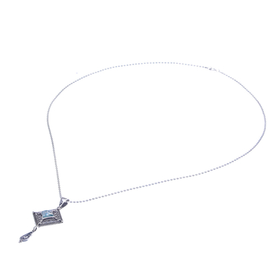Roman glass pendant necklace, 'Ocean Diamond' - Ancient Roman Glass Pendant Necklace