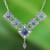 Azure malachite pendant necklace, 'Silver Diamonds' - Diamond Shapes Sterling Silver and Azure Malachite Necklace thumbail