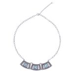 Roman glass pendant necklace, 'Ancient Sky' - Handcrafted Thai Sterling Silver and Roman Glass Necklace