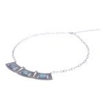 Roman glass pendant necklace, 'Ancient Sky' - Handcrafted Thai Sterling Silver and Roman Glass Necklace