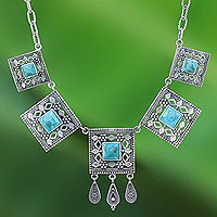 Sterling silver pendant necklace, 'Allure of the Sky' - Handmade Silver Necklace with Reconstituted Turquoise