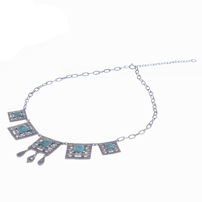 Sterling silver pendant necklace, 'Allure of the Sky' - Handmade Silver Necklace with Reconstituted Turquoise