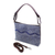 Leather-accented cotton batik handbag, 'Hmong Mountains' - Blue Batik Print Cotton Hill Tribe Style Handbag