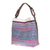 Leather-accented batik shoulder bag, 'Hmong Labyrinth' - Leather-Accented Batik Cotton Shoulder Bag