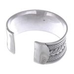 Sterling silver cuff bracelet, 'Exotic Waves' - Mixed Braided Motifs Sterling Silver Cuff Bracelet