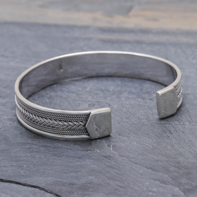 Sterling silver cuff bracelet, 'Patterns' - Patterned Sterling Silver Cuff Bracelet