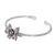 Sterling silver cuff bracelet, 'Winter Flower' - Hill Tribe Style Sterling Silver Floral Cuff Bracelet